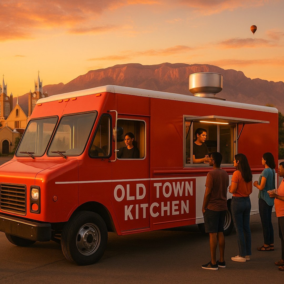 Albuquerque food truck permit explainer graphic summarizing key permits, launch sequence, and first-year cost ranges