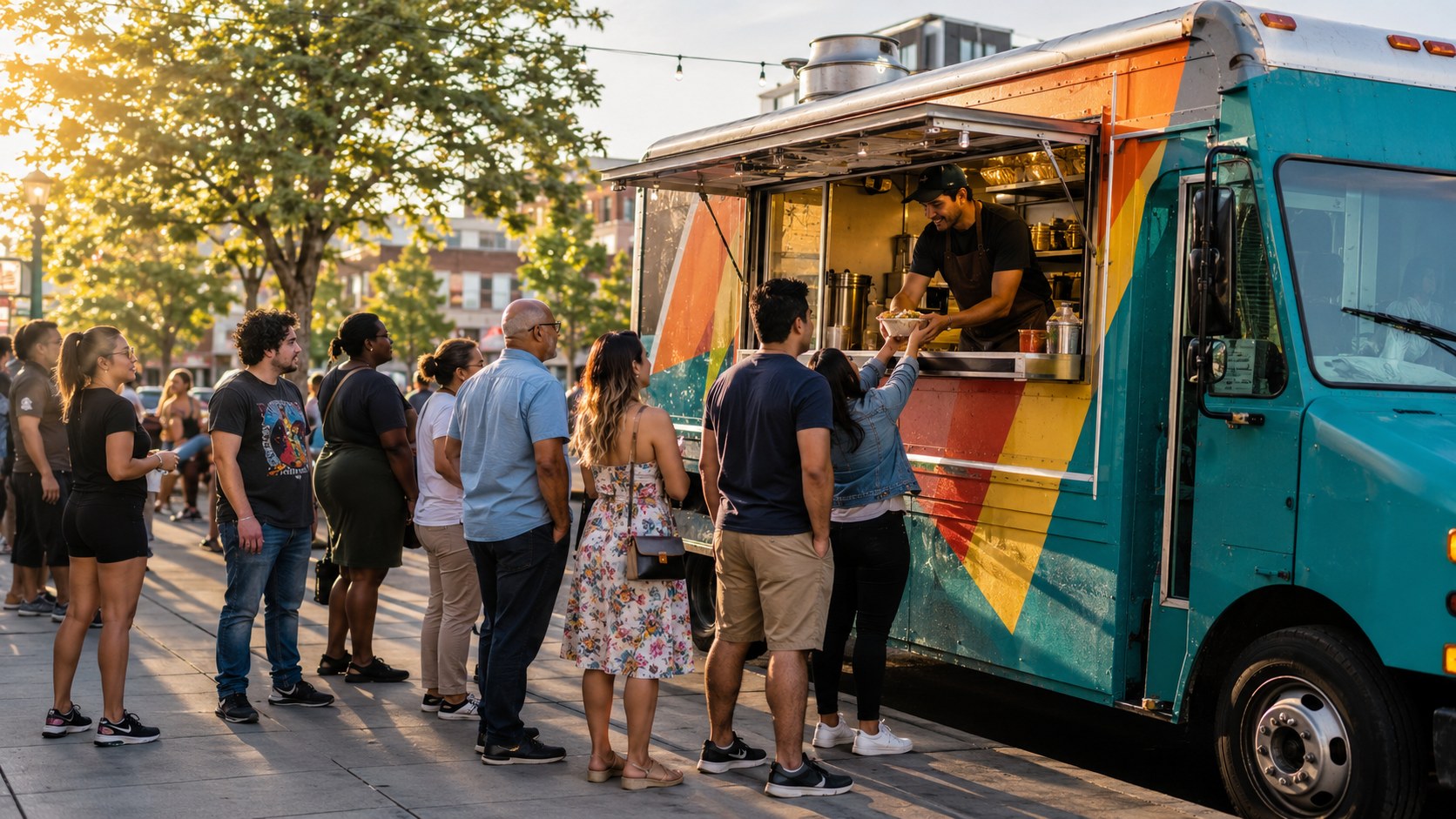 Food truck operator at their truck, illustrating food truck startup costs by truck type