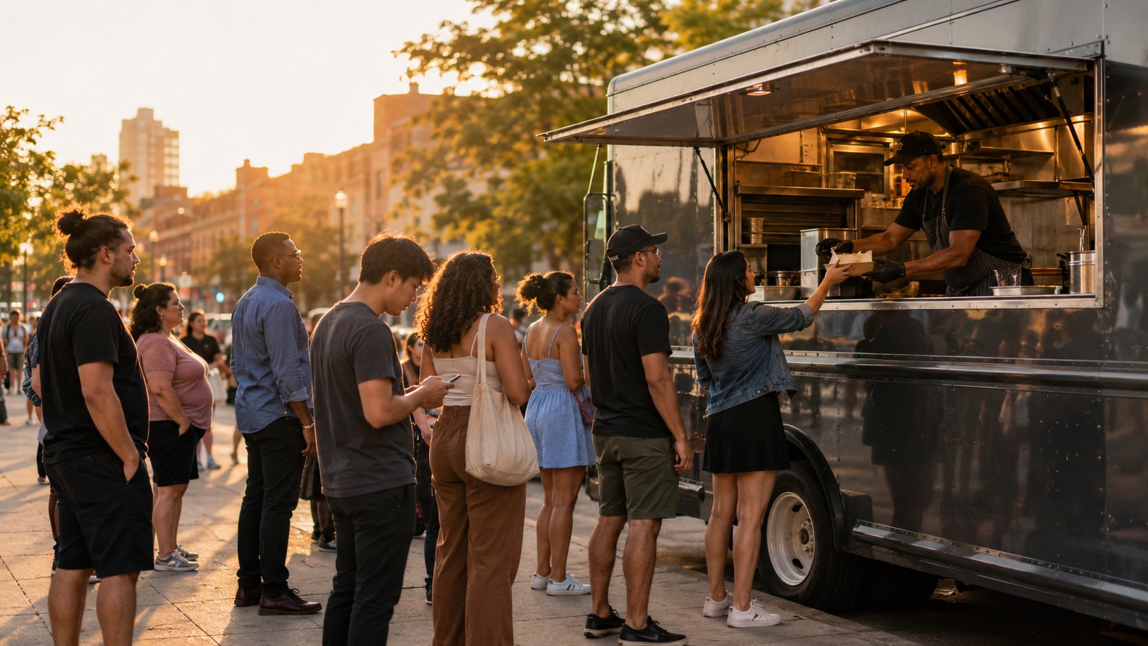 Food truck operator at their truck, illustrating food truck website vs instagram
