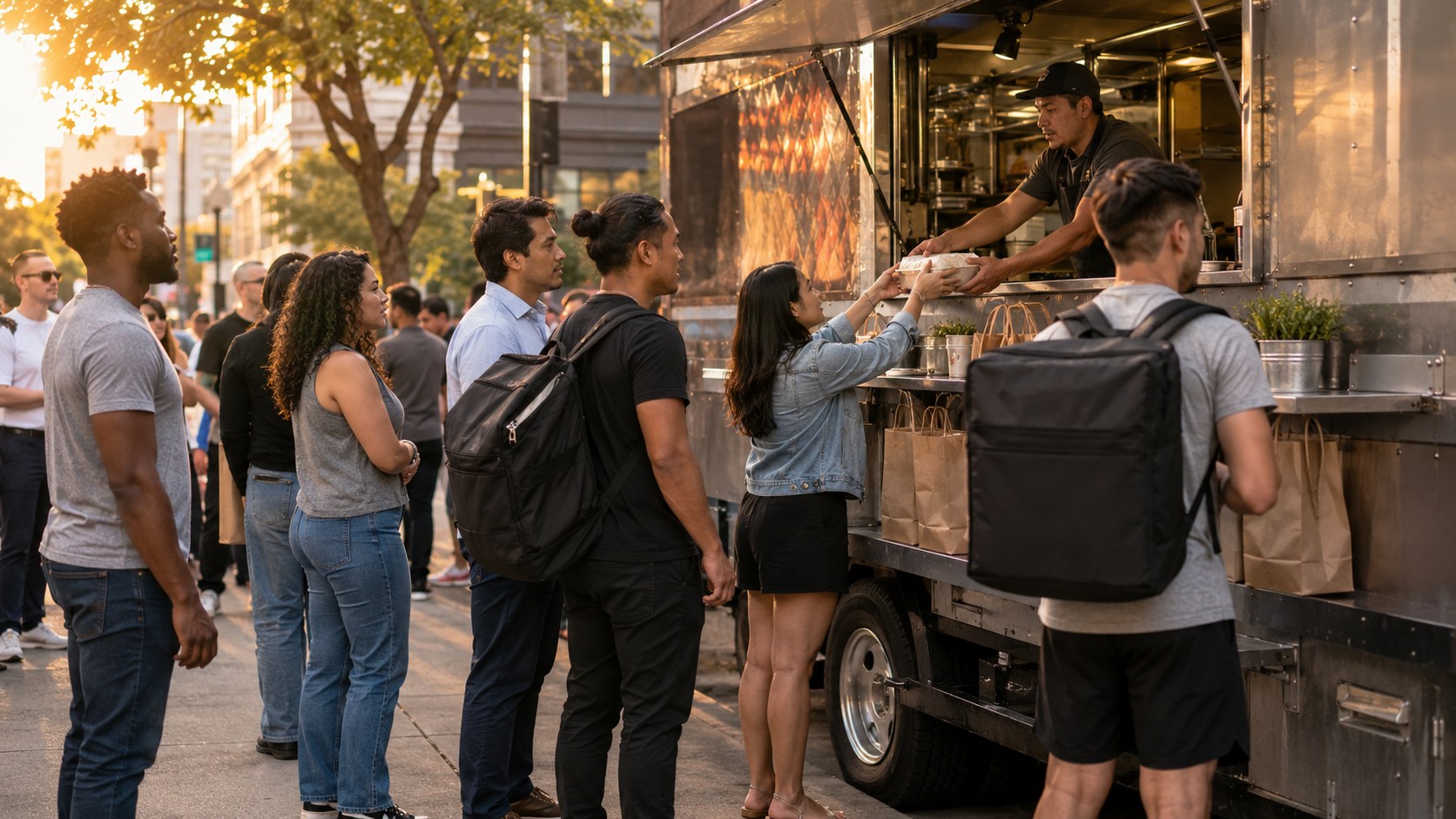 Food truck operator at their truck, illustrating los angeles commissary kitchen guide