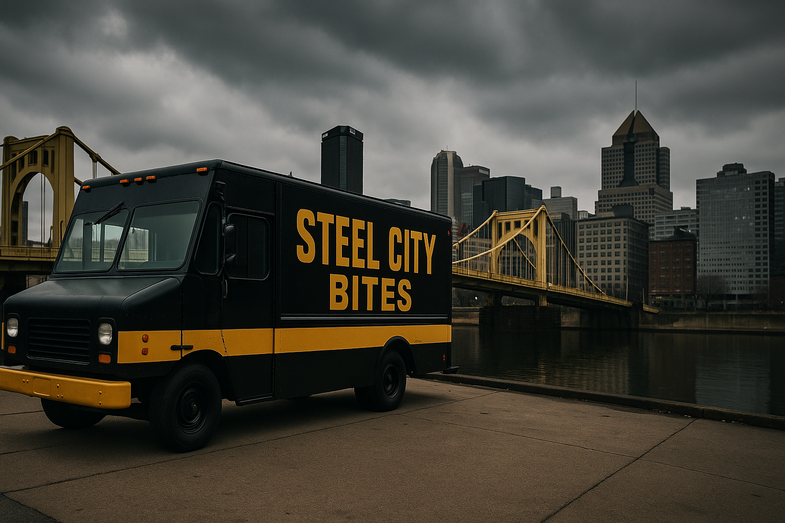 Pittsburgh food truck at night