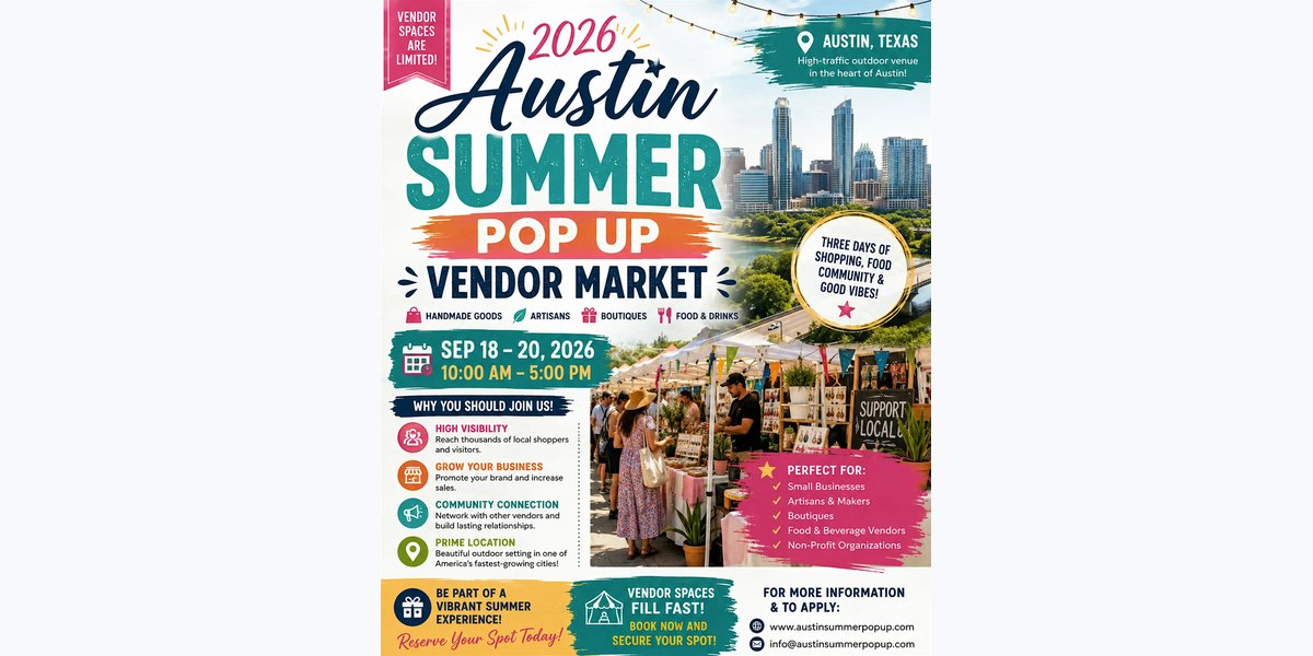 2026 Austin Summer Pop Up Vendor Market in Austin, TX