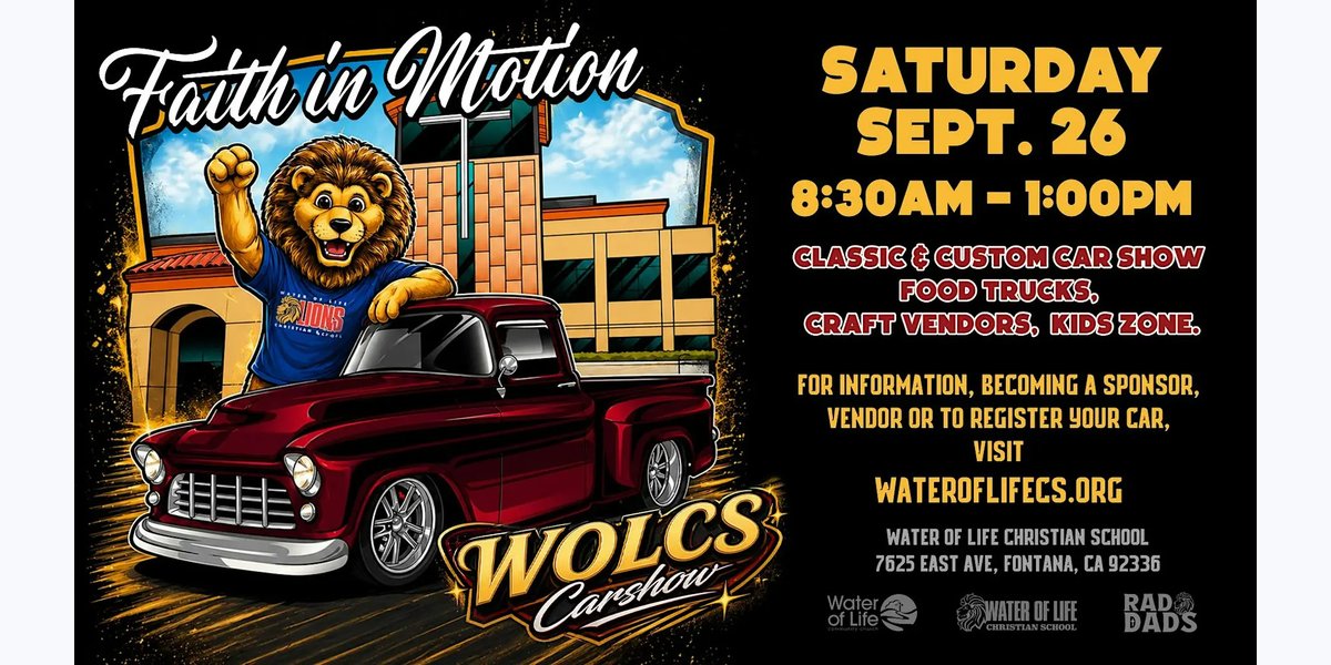 1st Annual Car Show at Water of Life Community Church and School photo in Fontana, CA, CA