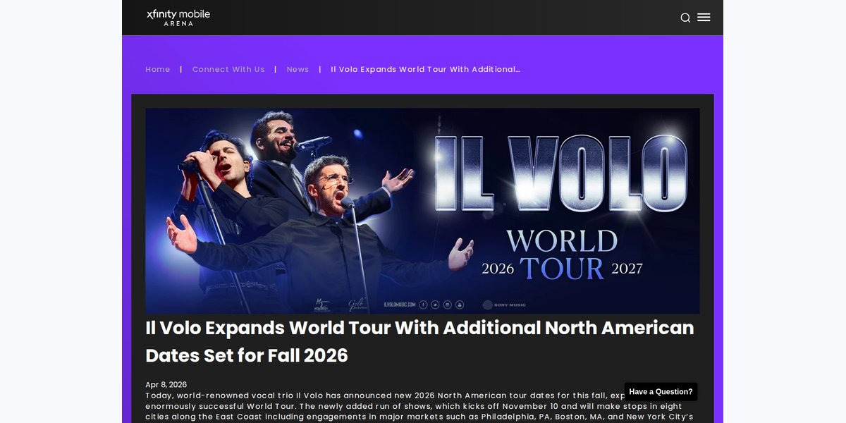 Il Volo - World Tour 2026-2027 at Xfinity Mobile Arena — concert in Philadelphia, PA