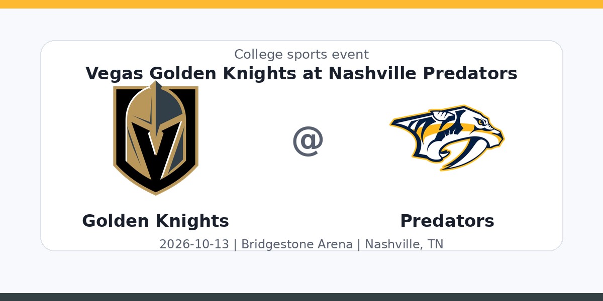NHL: Vegas Golden Knights at Nashville Predators — sports in Nashville, TN