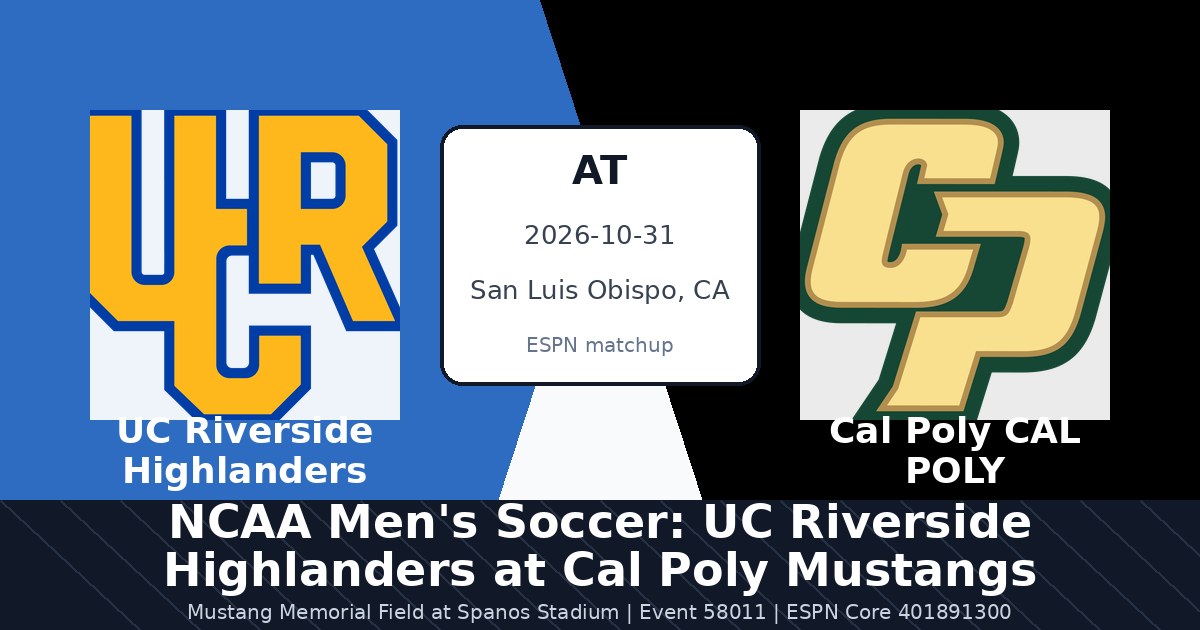 NCAA Men's Soccer: UC Riverside Highlanders at Cal Poly Mustangs photo in San Luis Obispo, CA