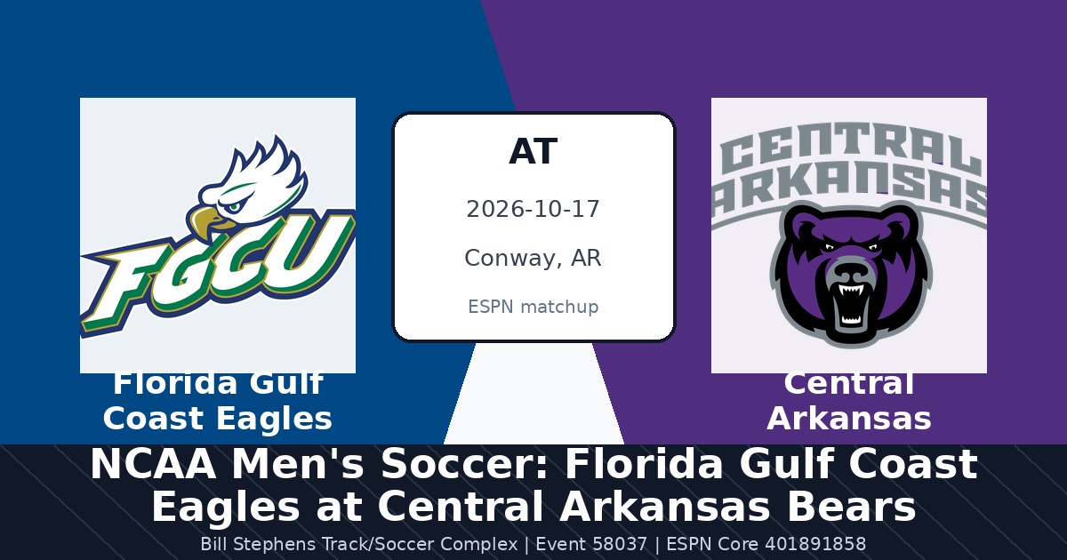 NCAA Men's Soccer: Florida Gulf Coast Eagles at Central Arkansas Bears photo in Conway, AR