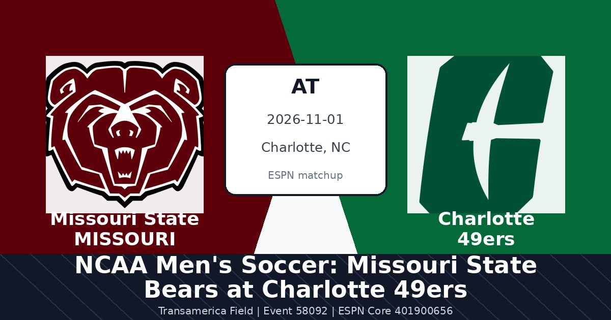 NCAA Men's Soccer: Missouri State Bears at Charlotte 49ers — sports in Charlotte, NC