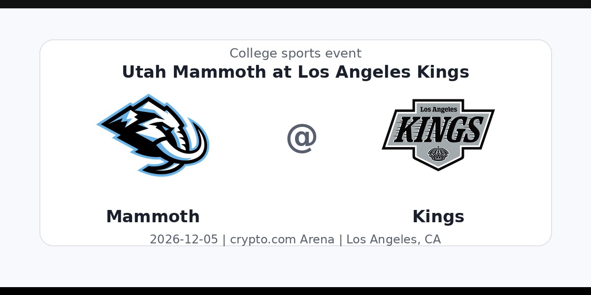 NHL: Utah Mammoth at Los Angeles Kings - Dec 5 — sports in Los Angeles, CA