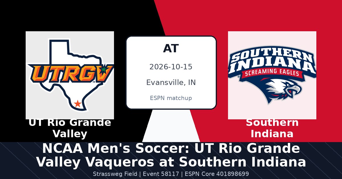 NCAA Men's Soccer: UT Rio Grande Valley Vaqueros at Southern Indiana Screaming Eagles photo in Evansville, IN