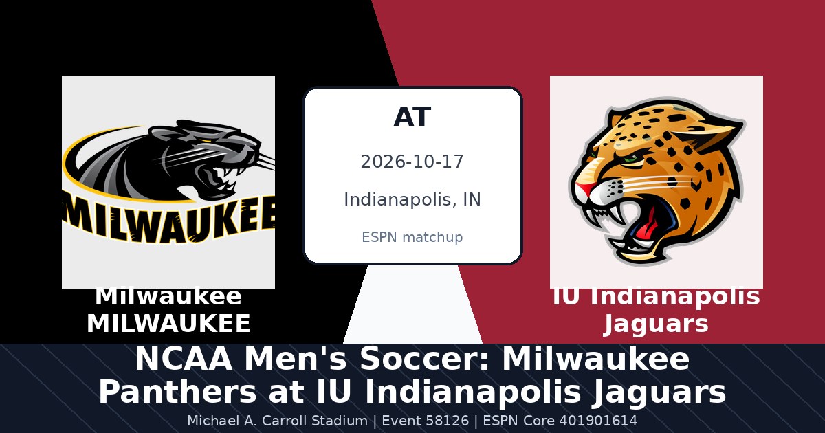 NCAA Men's Soccer: Milwaukee Panthers at IU Indianapolis Jaguars — sports in Indianapolis, IN