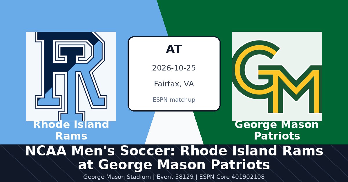NCAA Men's Soccer: Rhode Island Rams at George Mason Patriots in Fairfax, VA