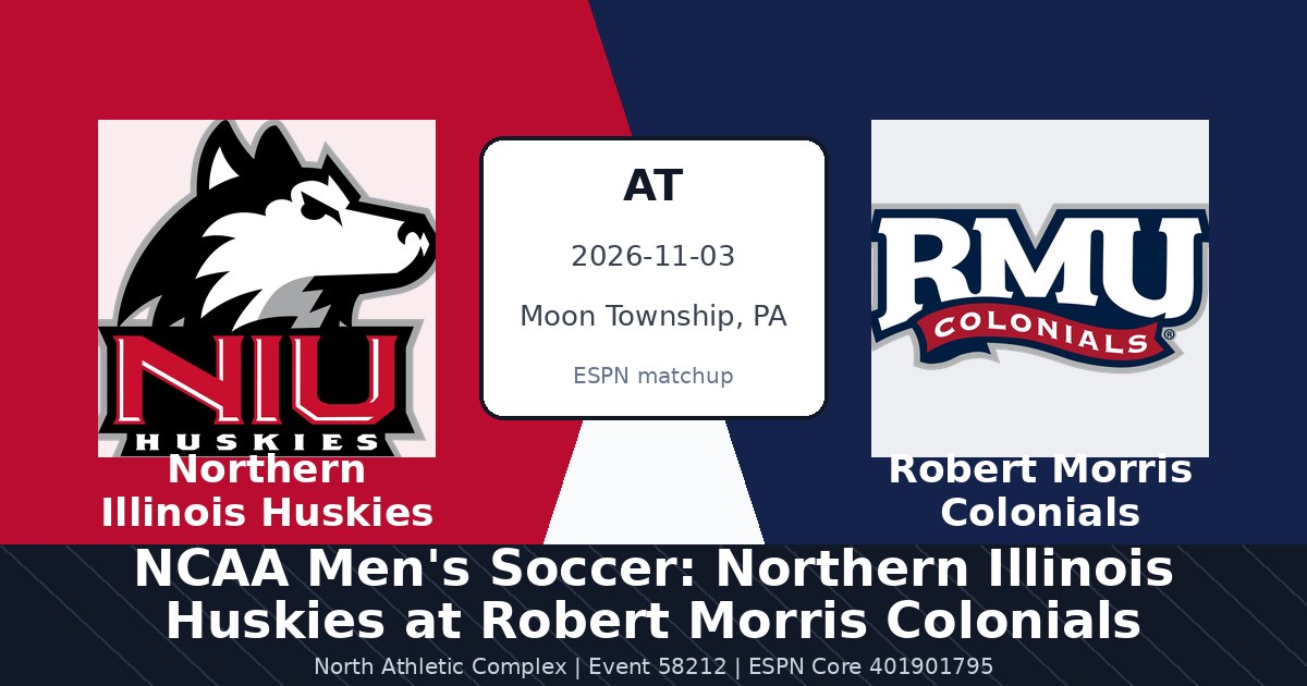 NCAA Men's Soccer: Northern Illinois Huskies at Robert Morris Colonials photo in Moon Township, PA