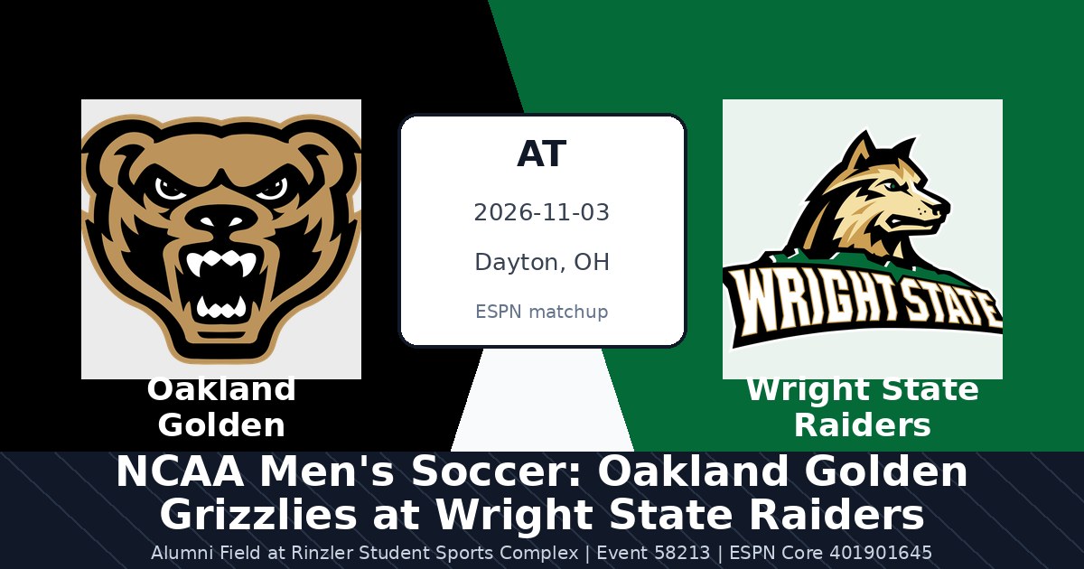 NCAA Men's Soccer: Oakland Golden Grizzlies at Wright State Raiders photo in Dayton, OH