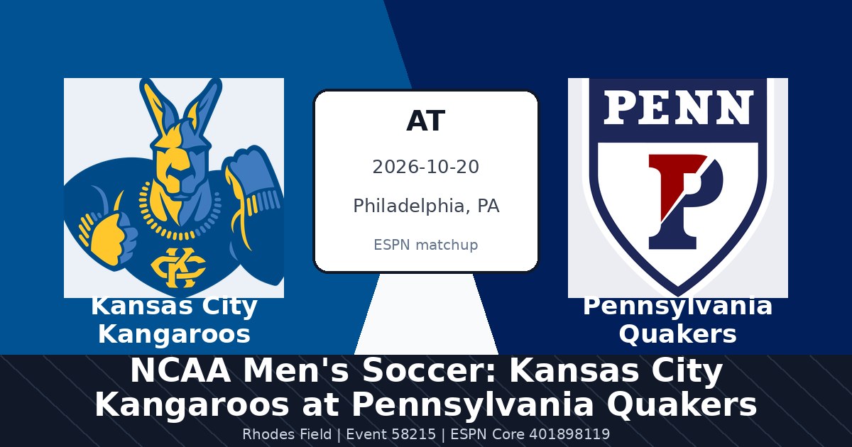 NCAA Men's Soccer: Kansas City Kangaroos at Pennsylvania Quakers — sports in Philadelphia, PA