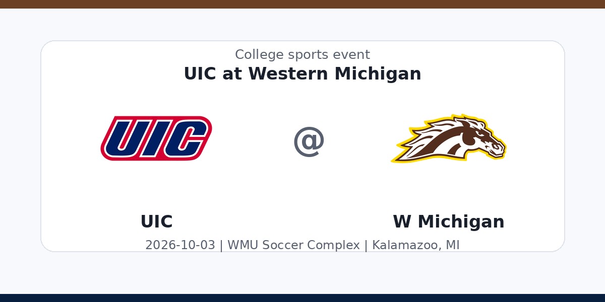 NCAA Men's Soccer: UIC Flames at Western Michigan Broncos in Kalamazoo, MI