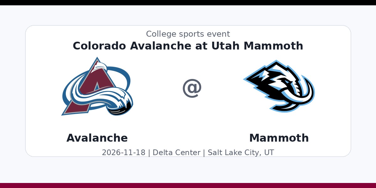 NHL: Colorado Avalanche at Utah Mammoth - Nov 18 photo in Salt Lake City, UT