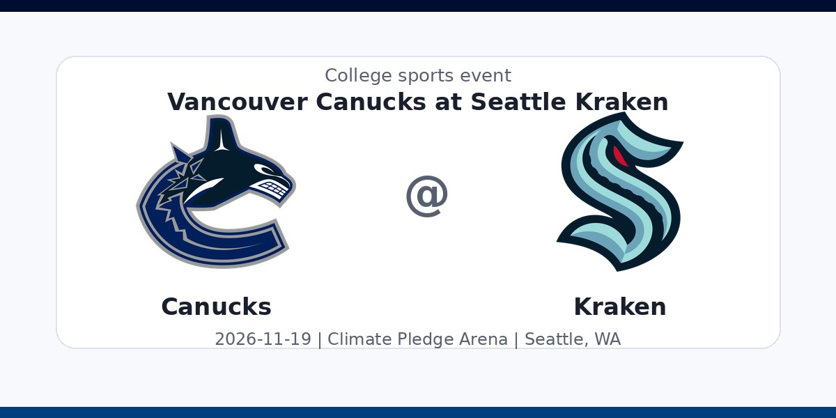 NHL: Vancouver Canucks at Seattle Kraken — sports in Seattle, WA