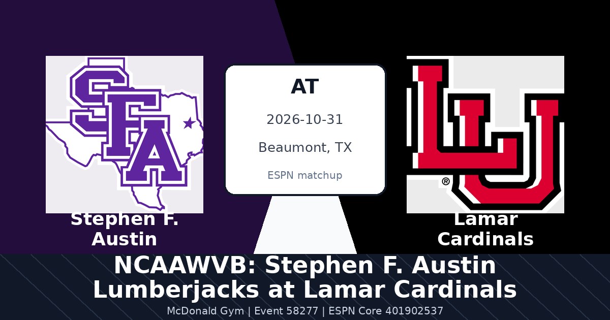 NCAAWVB: Stephen F. Austin Lumberjacks at Lamar Cardinals photo in Beaumont, TX