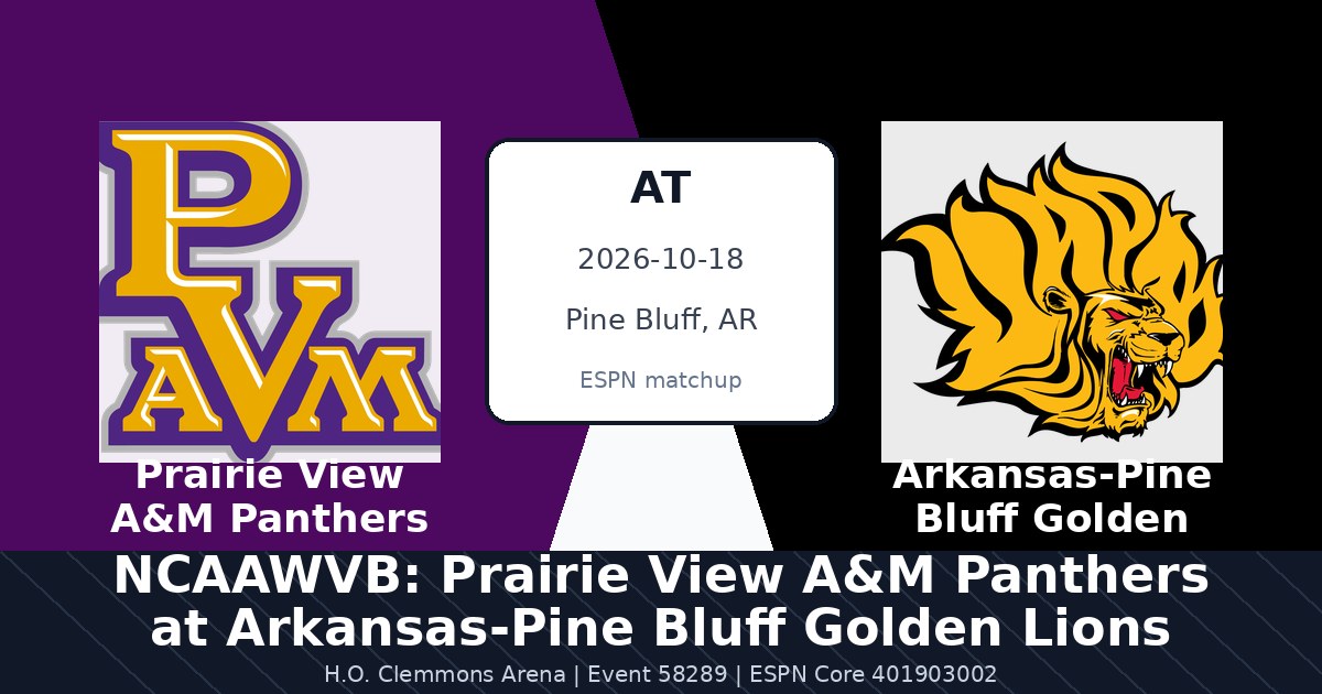 NCAAWVB: Prairie View A&M Panthers at Arkansas-Pine Bluff Golden Lions photo in Pine Bluff, AR