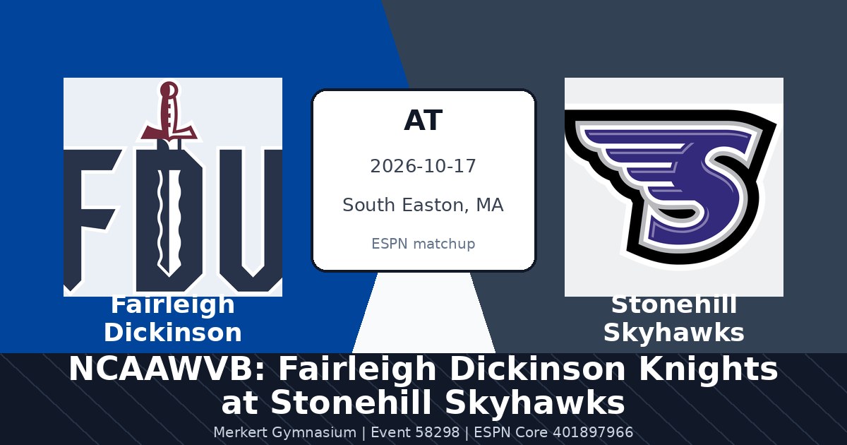 NCAAWVB: Fairleigh Dickinson Knights at Stonehill Skyhawks photo in South Easton, MA