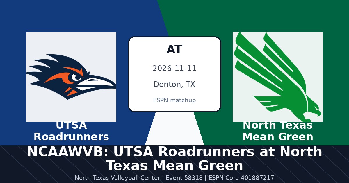 NCAAWVB: UTSA Roadrunners at North Texas Mean Green photo in Denton, TX