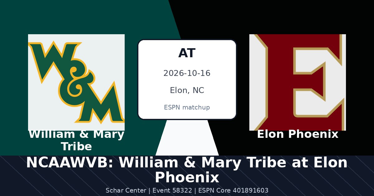 NCAAWVB: William & Mary Tribe at Elon Phoenix photo in Elon, NC
