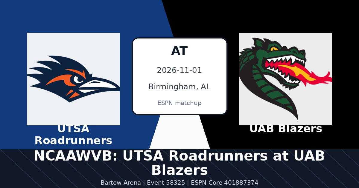 NCAAWVB: UTSA Roadrunners at UAB Blazers photo in Birmingham, AL