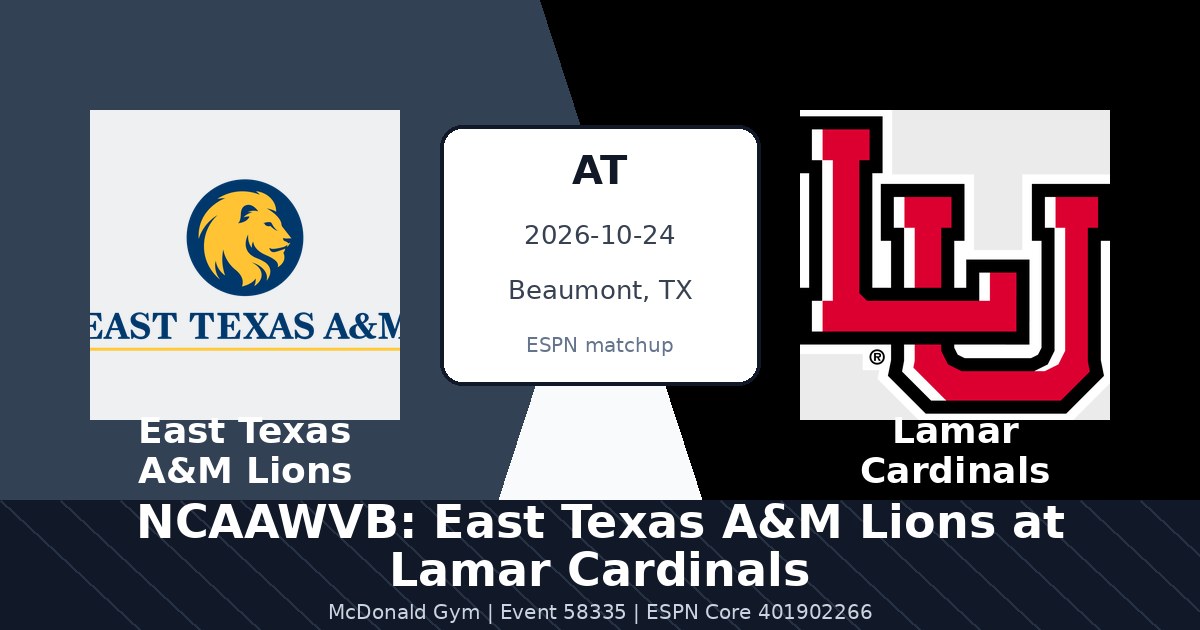 NCAAWVB: East Texas A&M Lions at Lamar Cardinals photo in Beaumont, TX