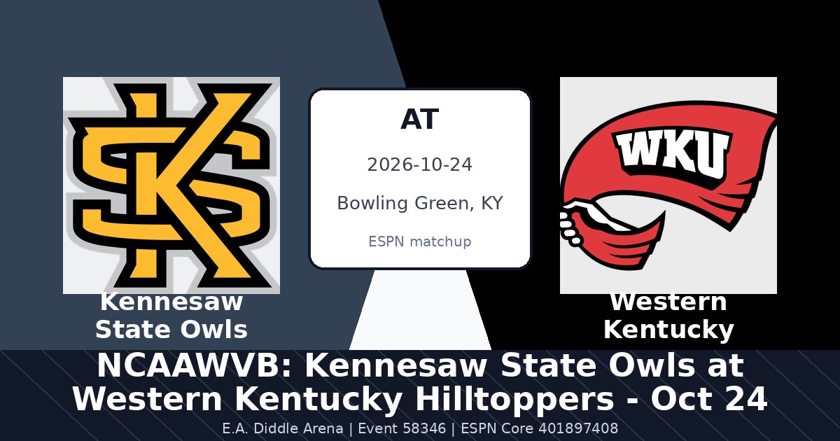 NCAAWVB: Kennesaw State Owls at Western Kentucky Hilltoppers - Oct 24 photo in Bowling Green, KY