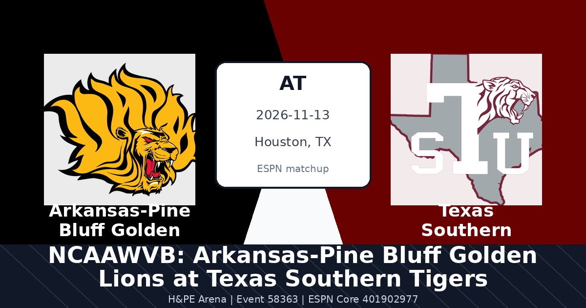 NCAAWVB: Arkansas-Pine Bluff Golden Lions at Texas Southern Tigers photo in Houston, TX