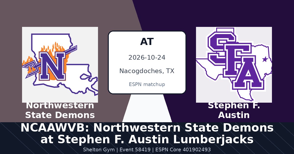 NCAAWVB: Northwestern State Demons at Stephen F. Austin Lumberjacks photo in Nacogdoches, TX