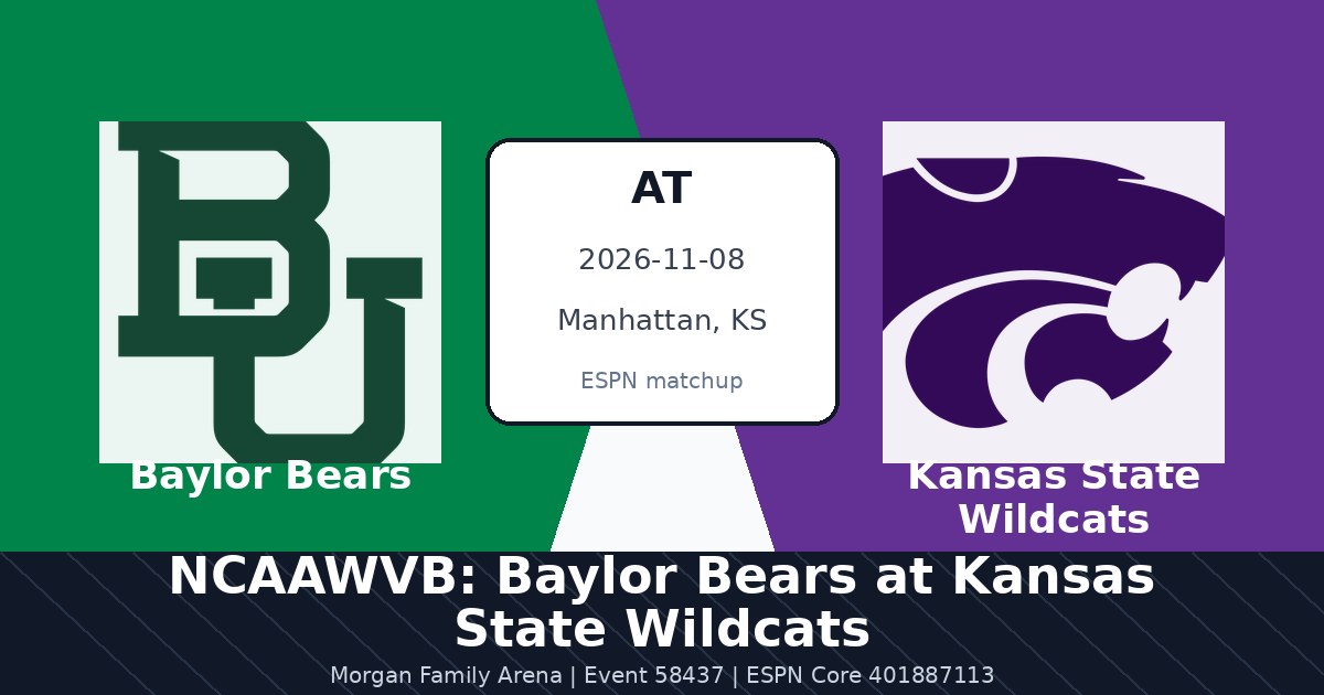 NCAAWVB: Baylor Bears at Kansas State Wildcats photo in Manhattan, KS
