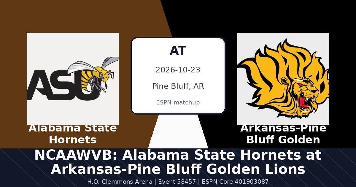 NCAAWVB: Alabama State Hornets at Arkansas-Pine Bluff Golden Lions photo in Pine Bluff, AR