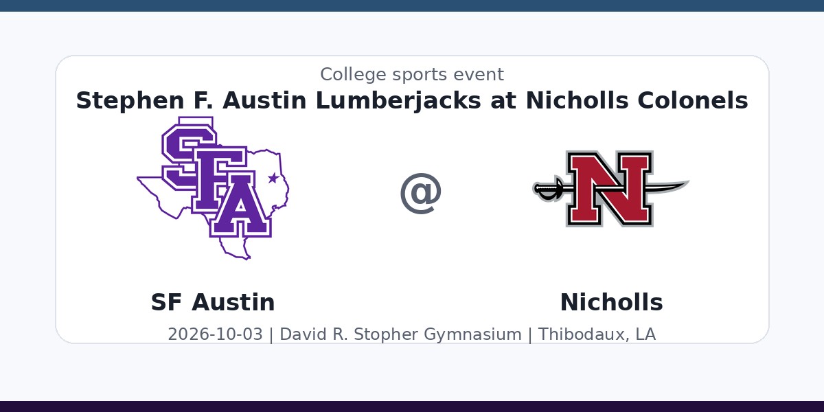 NCAAWVB: Stephen F. Austin Lumberjacks at Nicholls Colonels photo in Thibodaux, LA