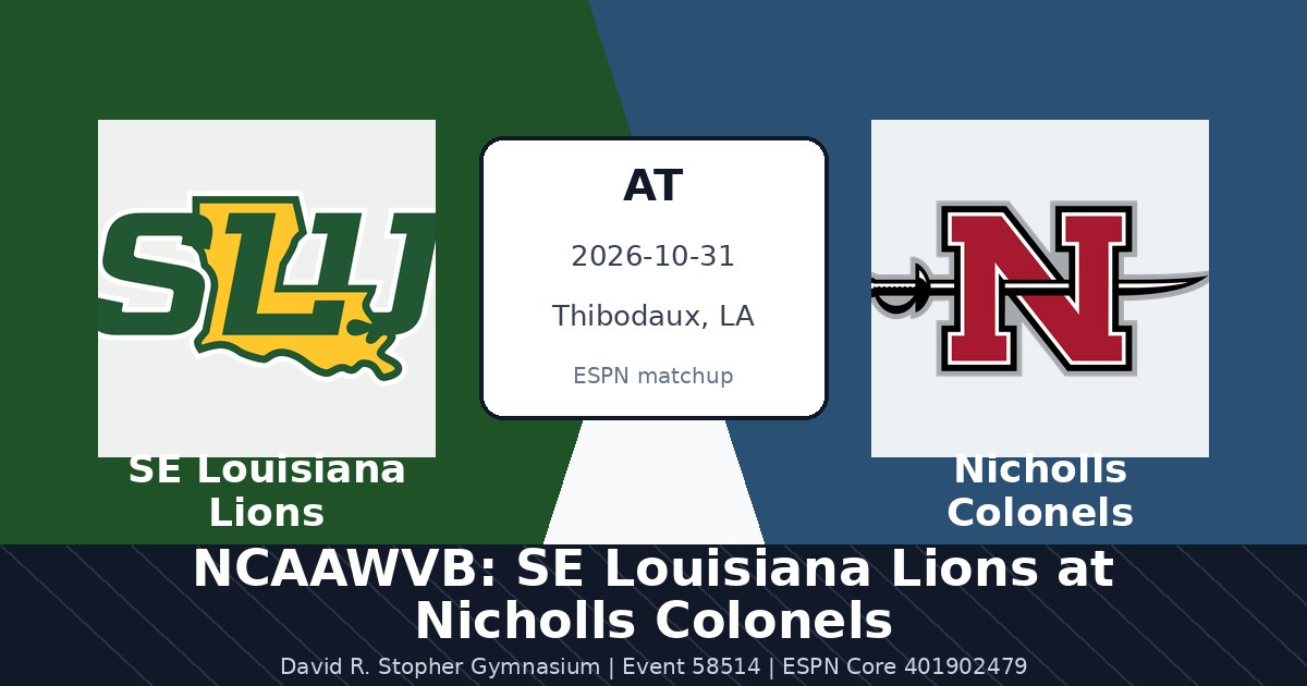 NCAAWVB: SE Louisiana Lions at Nicholls Colonels photo in Thibodaux, LA
