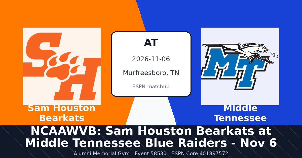 NCAAWVB: Sam Houston Bearkats at Middle Tennessee Blue Raiders - Nov 6 photo in Murfreesboro, TN