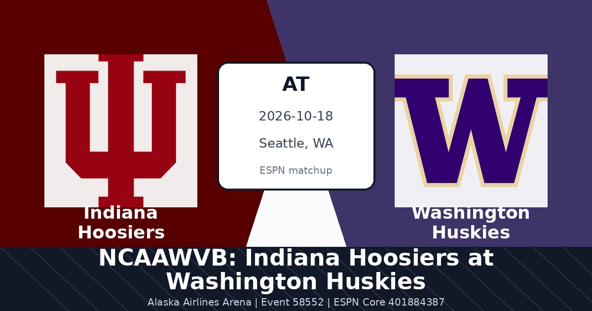 NCAAWVB: Indiana Hoosiers at Washington Huskies — sports in Seattle, WA