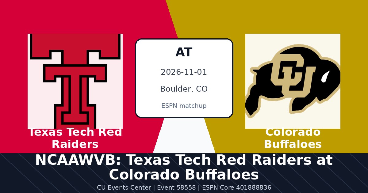 NCAAWVB: Texas Tech Red Raiders at Colorado Buffaloes in Boulder, CO