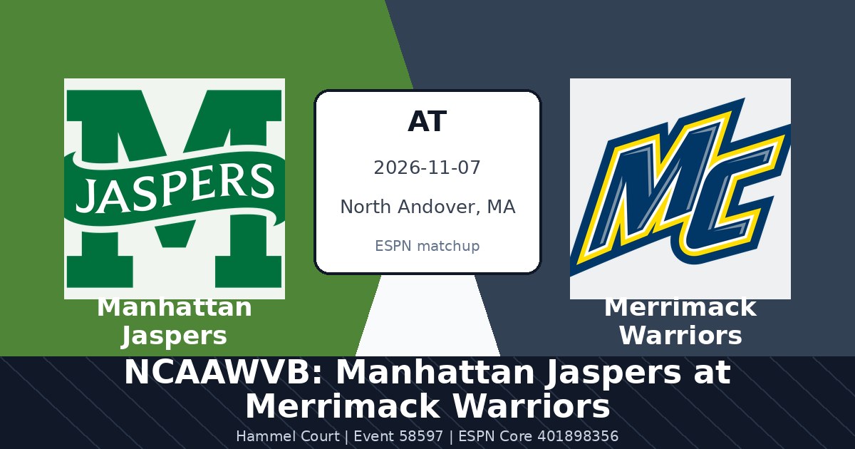 NCAAWVB: Manhattan Jaspers at Merrimack Warriors photo in North Andover, MA