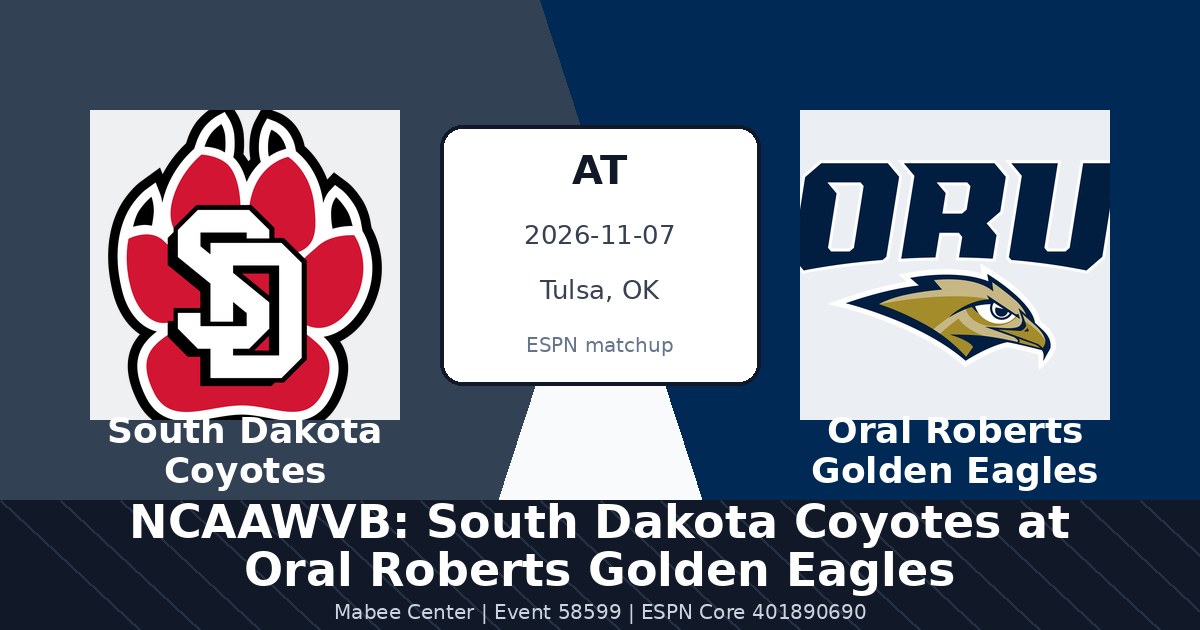 NCAAWVB: South Dakota Coyotes at Oral Roberts Golden Eagles photo in Tulsa, OK