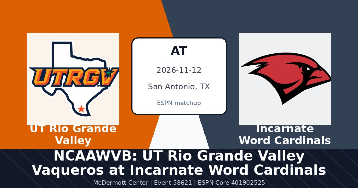 NCAAWVB: UT Rio Grande Valley Vaqueros at Incarnate Word Cardinals — sports in San Antonio, TX