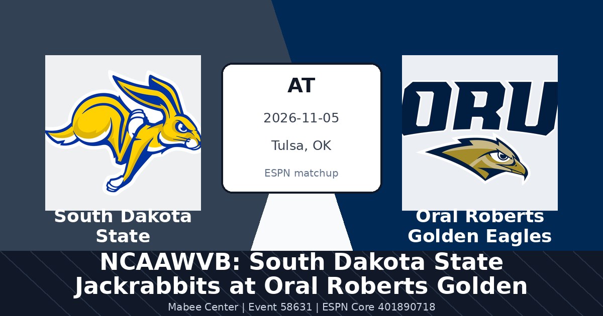 NCAAWVB: South Dakota State Jackrabbits at Oral Roberts Golden Eagles photo in Tulsa, OK