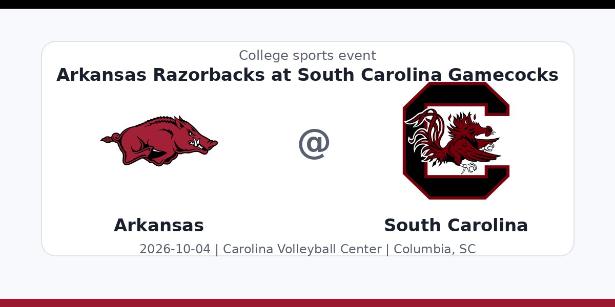 NCAAWVB: Arkansas Razorbacks at South Carolina Gamecocks in Columbia, SC