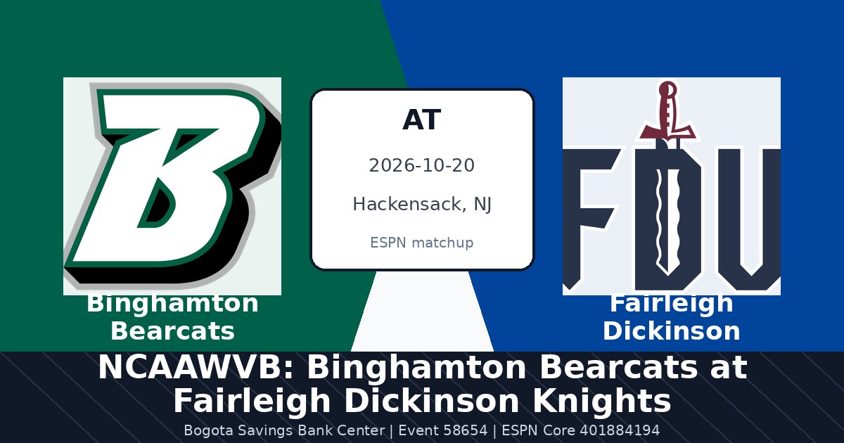 NCAAWVB: Binghamton Bearcats at Fairleigh Dickinson Knights photo in Hackensack, NJ