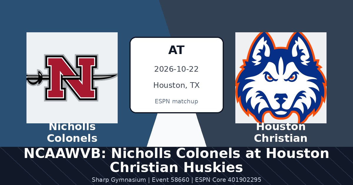 NCAAWVB: Nicholls Colonels at Houston Christian Huskies photo in Houston, TX