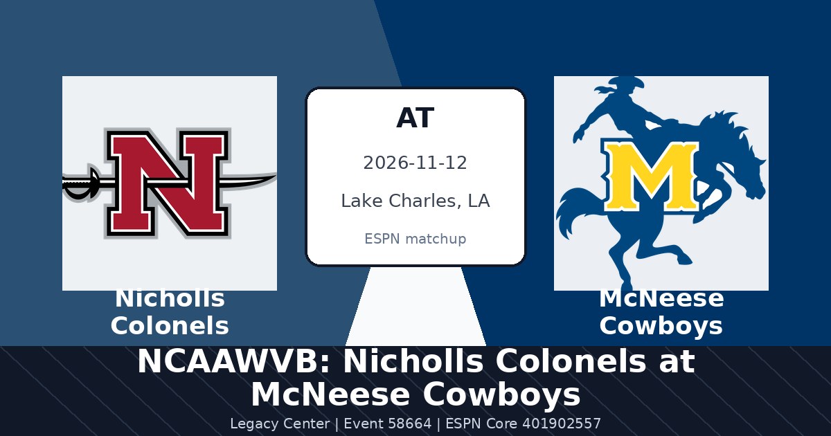 NCAAWVB: Nicholls Colonels at McNeese Cowboys photo in Lake Charles, LA