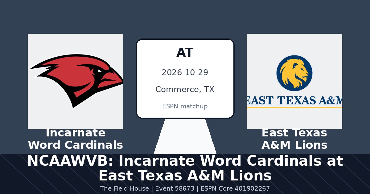 NCAAWVB: Incarnate Word Cardinals at East Texas A&M Lions photo in Commerce, TX