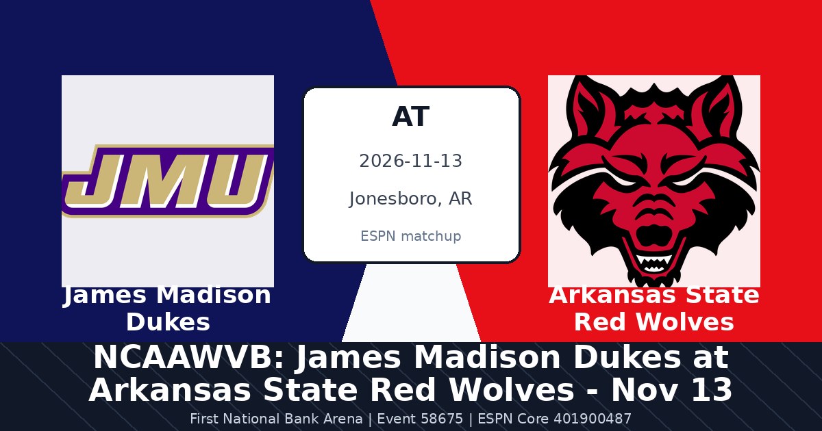 NCAAWVB: James Madison Dukes at Arkansas State Red Wolves - Nov 13 photo in Jonesboro, AR