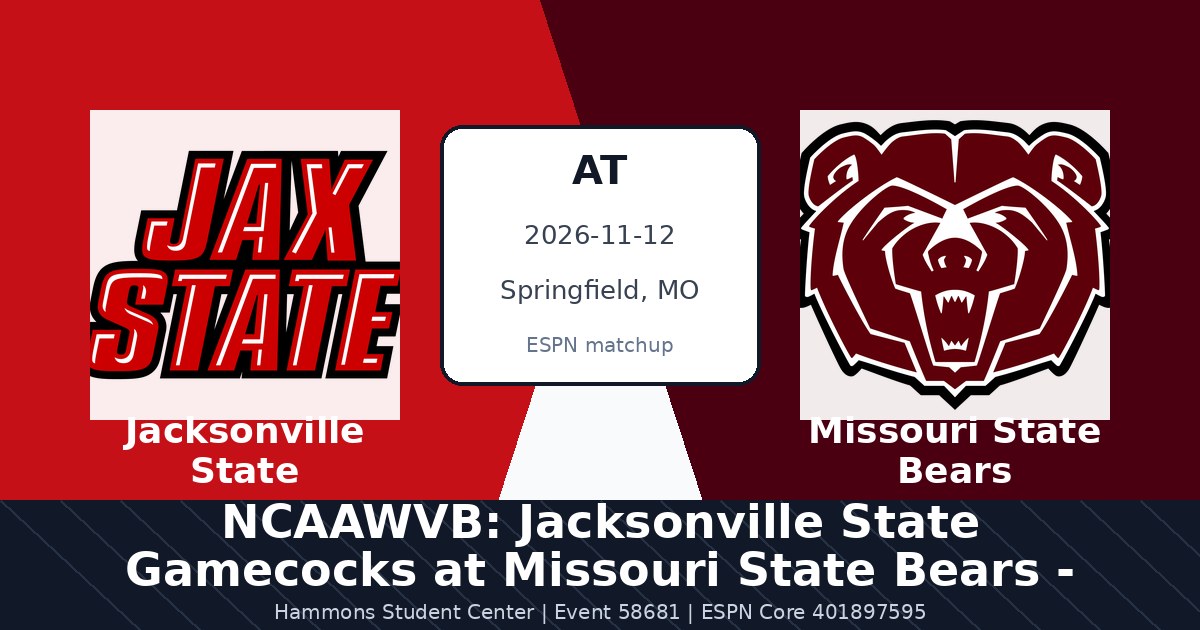 NCAAWVB: Jacksonville State Gamecocks at Missouri State Bears - Nov 12 photo in Springfield, MO